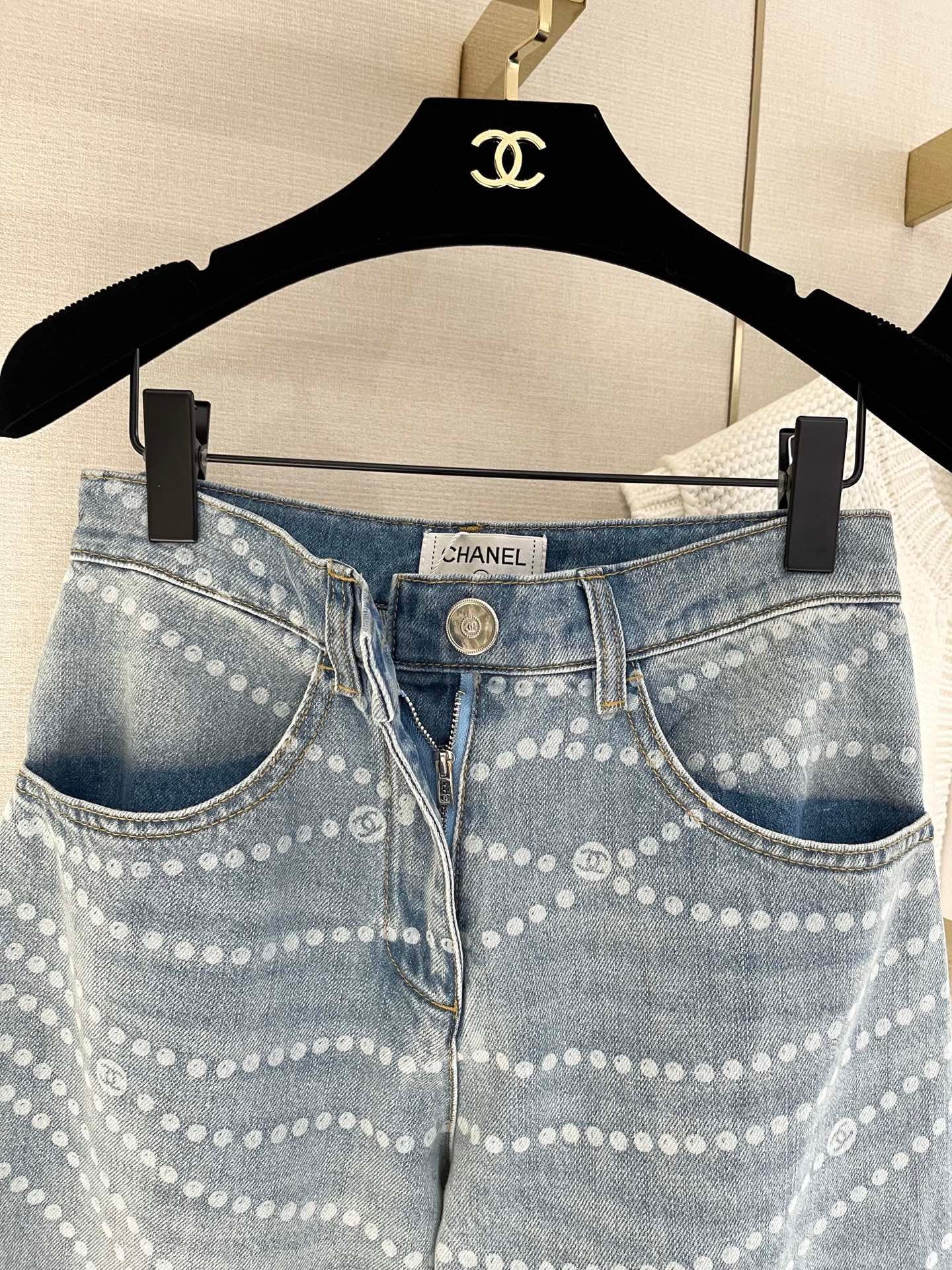 Spring/Summer New Arrival Pearl Denim Straight Leg Pants