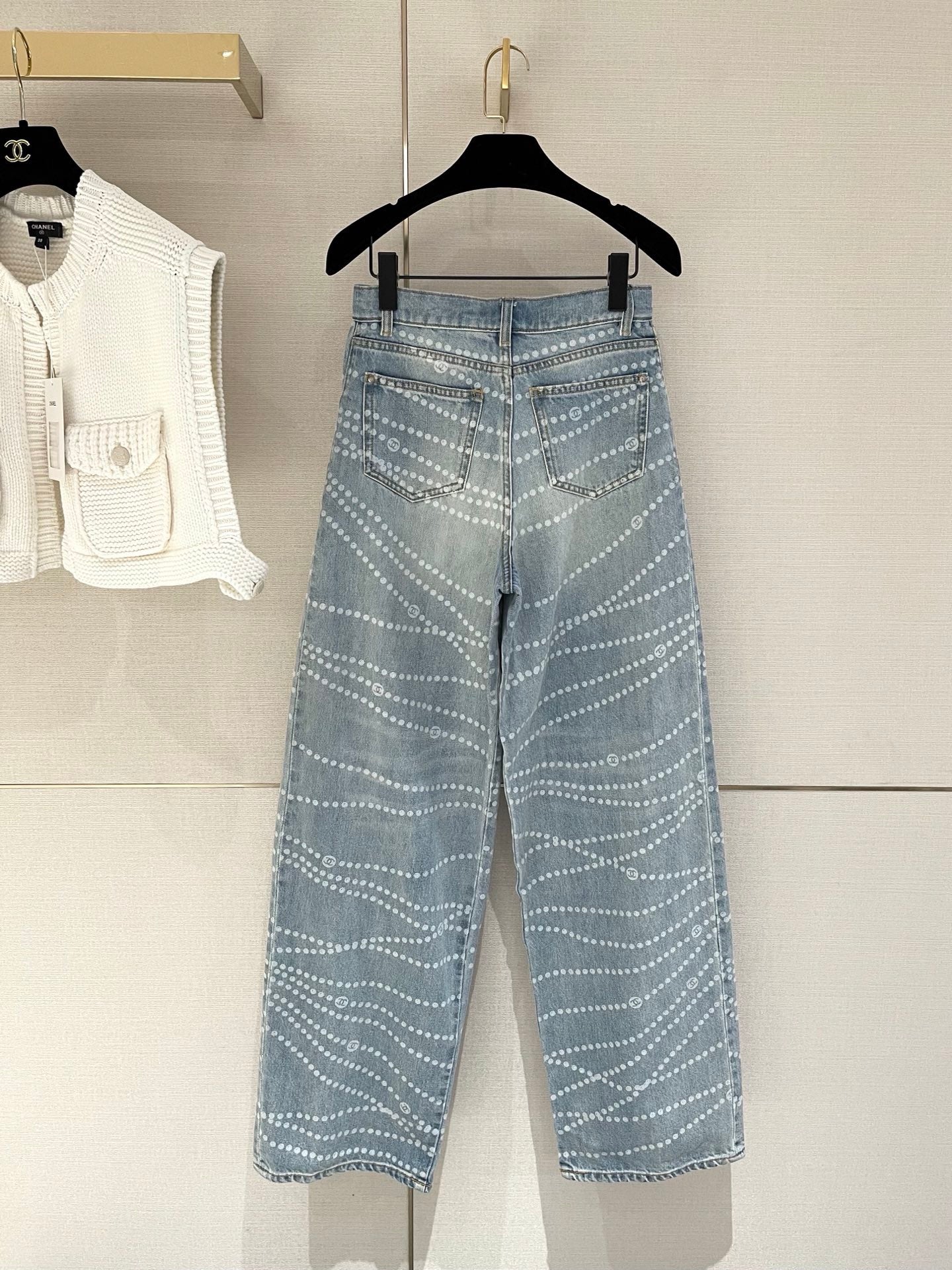 Spring/Summer New Arrival Pearl Denim Straight Leg Pants