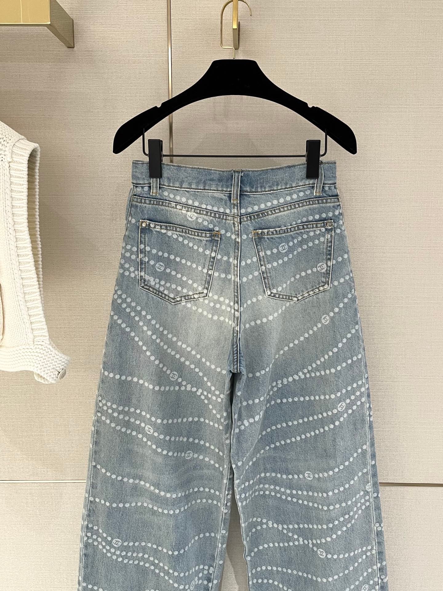 Spring/Summer New Arrival Pearl Denim Straight Leg Pants