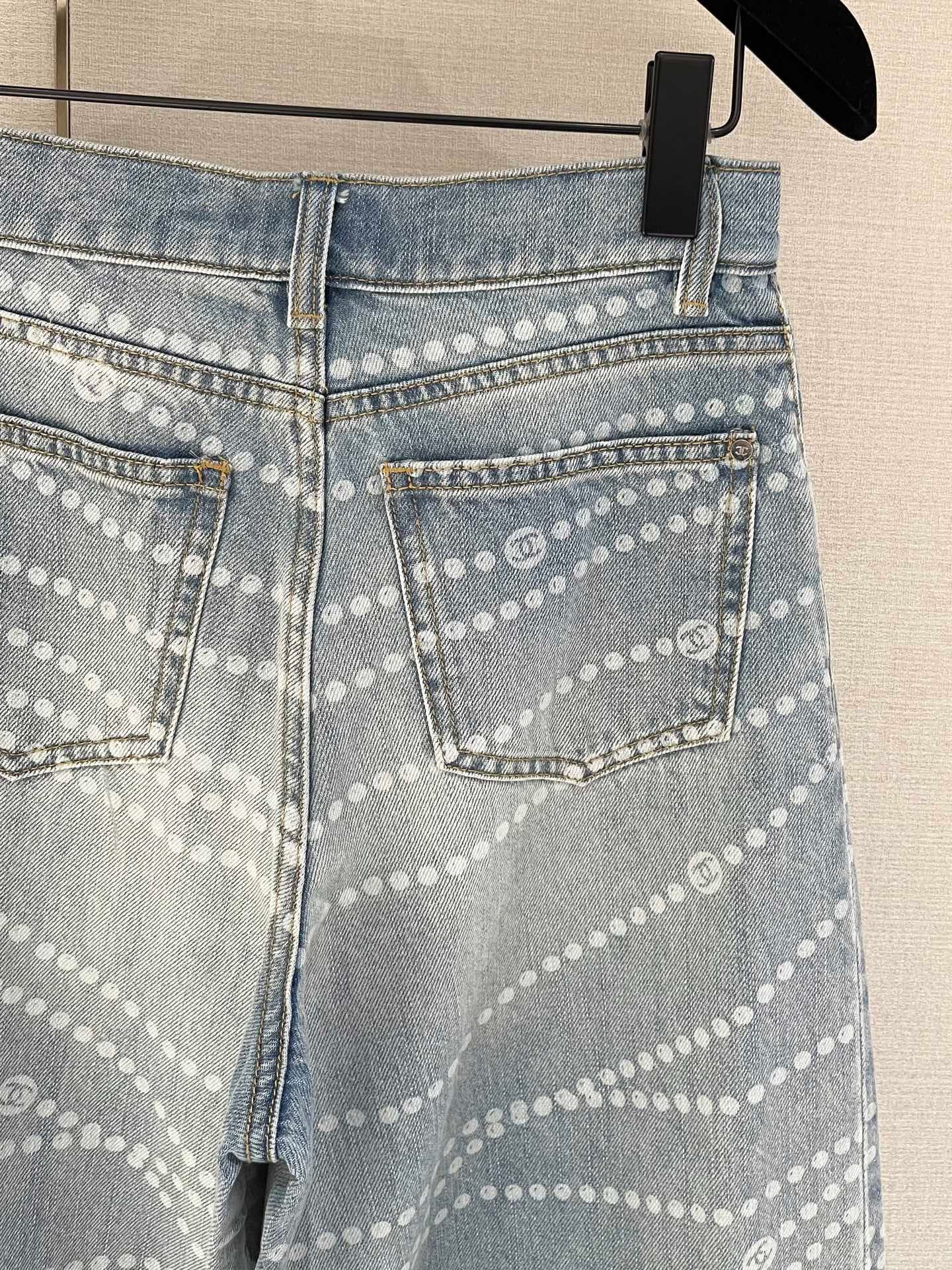 Spring/Summer New Arrival Pearl Denim Straight Leg Pants