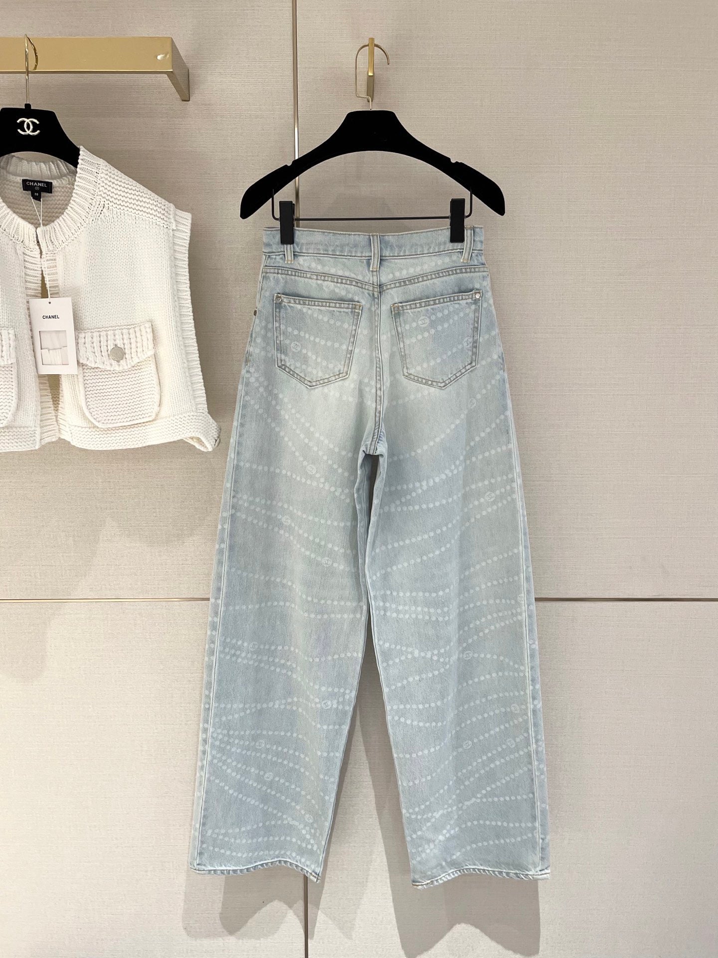 Spring/Summer New Arrival Pearl Denim Straight Leg Pants
