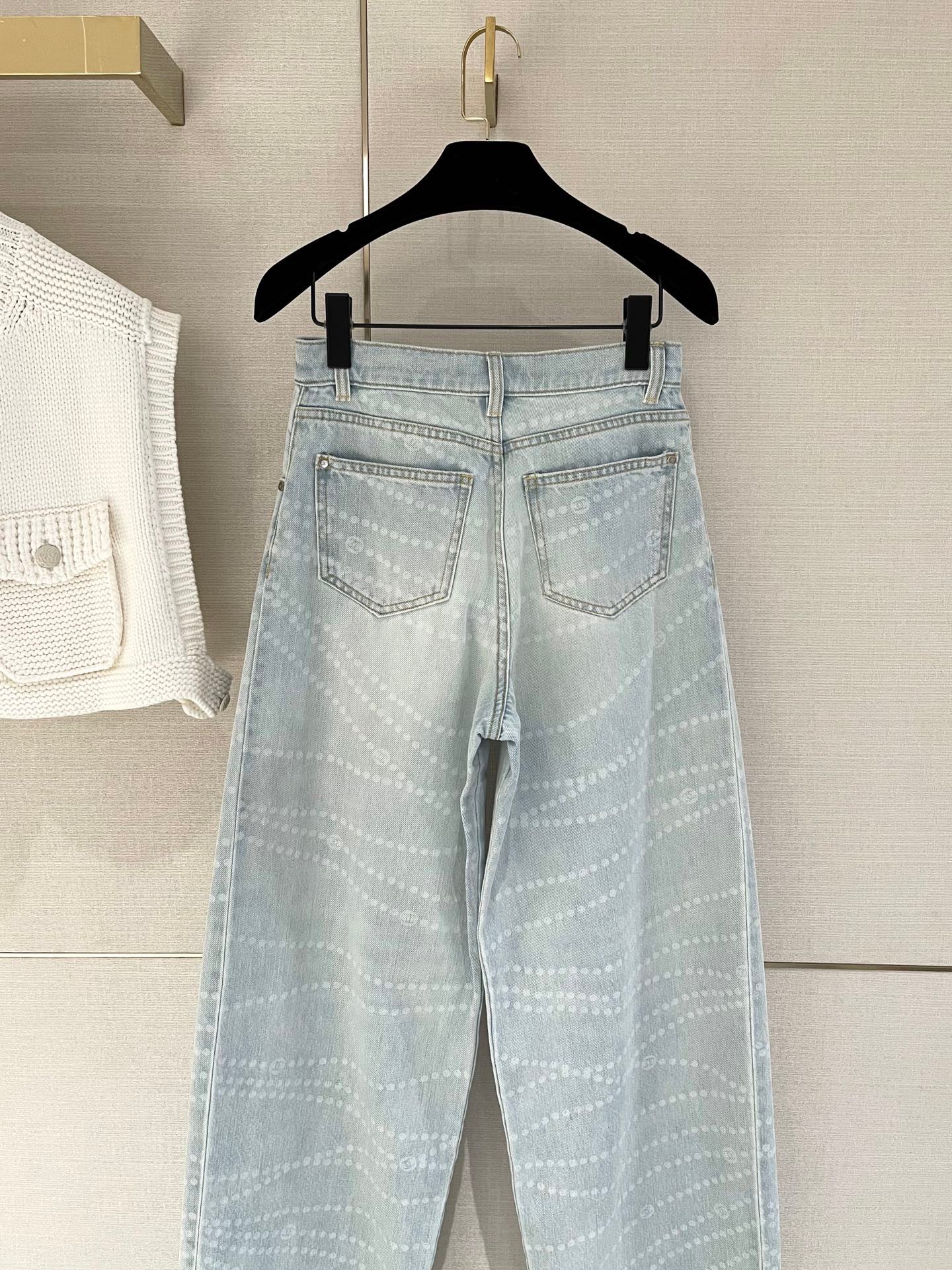 Spring/Summer New Arrival Pearl Denim Straight Leg Pants