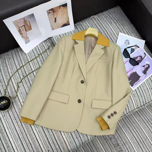 25FW new contrasting color threaded lapel suit coat