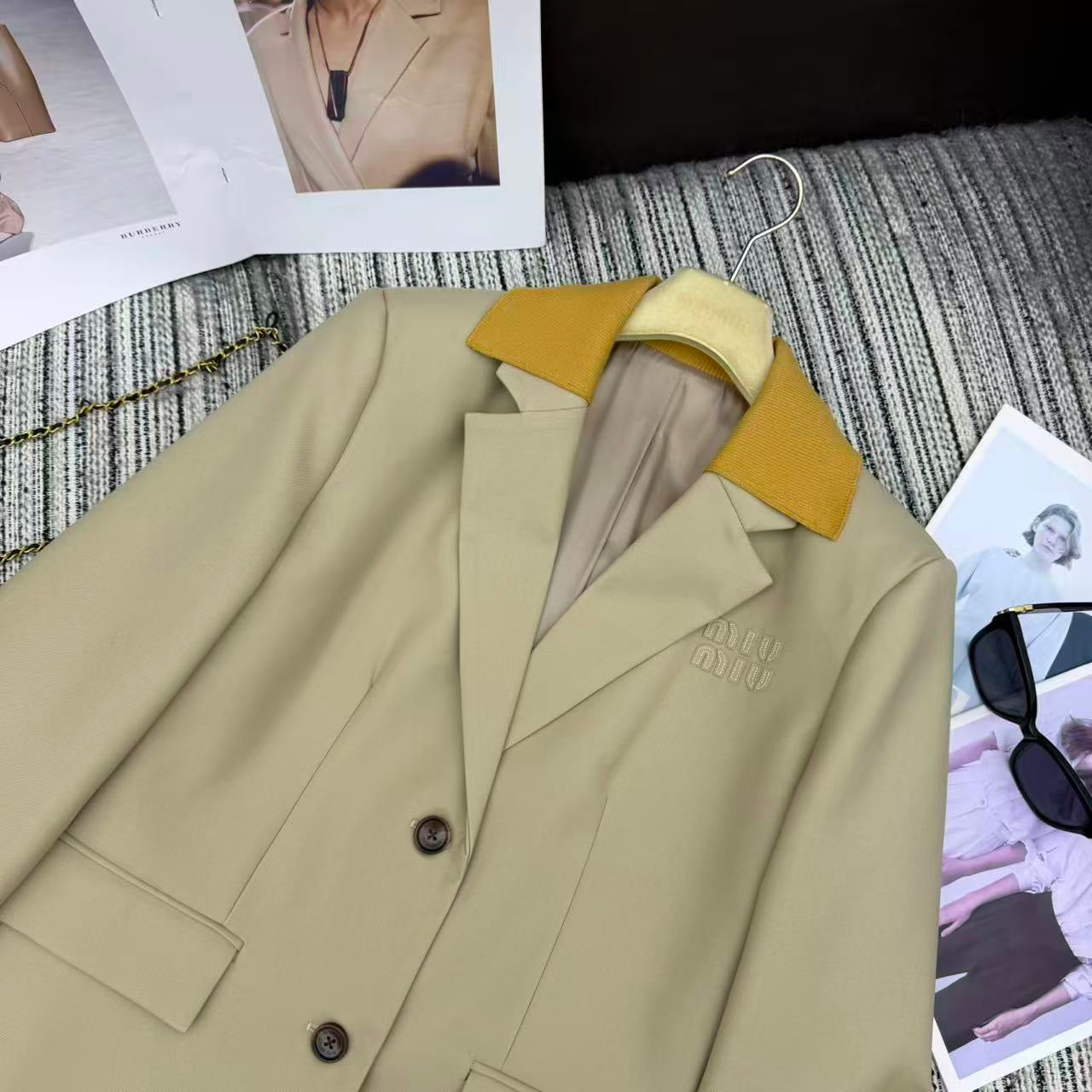 25FW new contrasting color threaded lapel suit coat