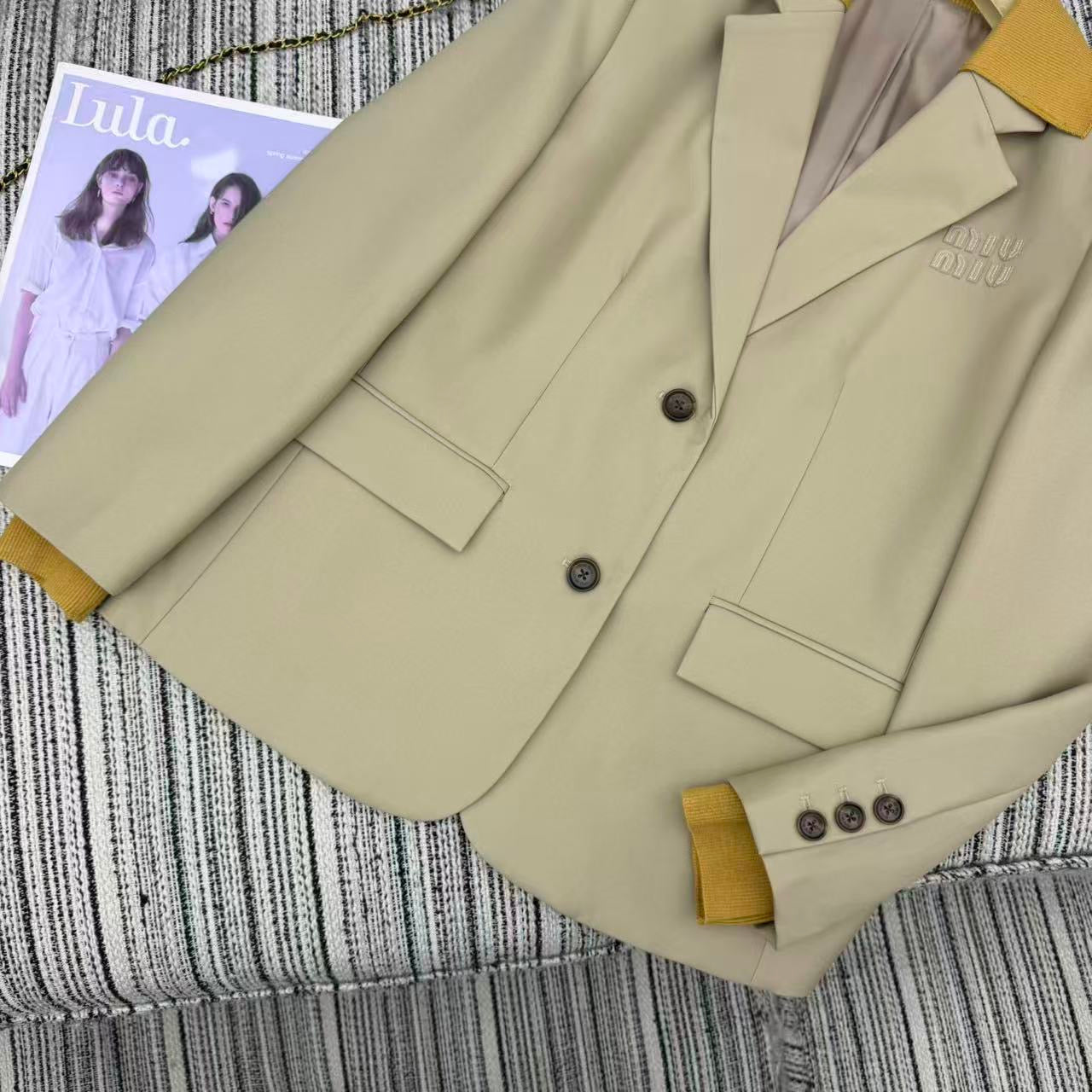 25FW new contrasting color threaded lapel suit coat