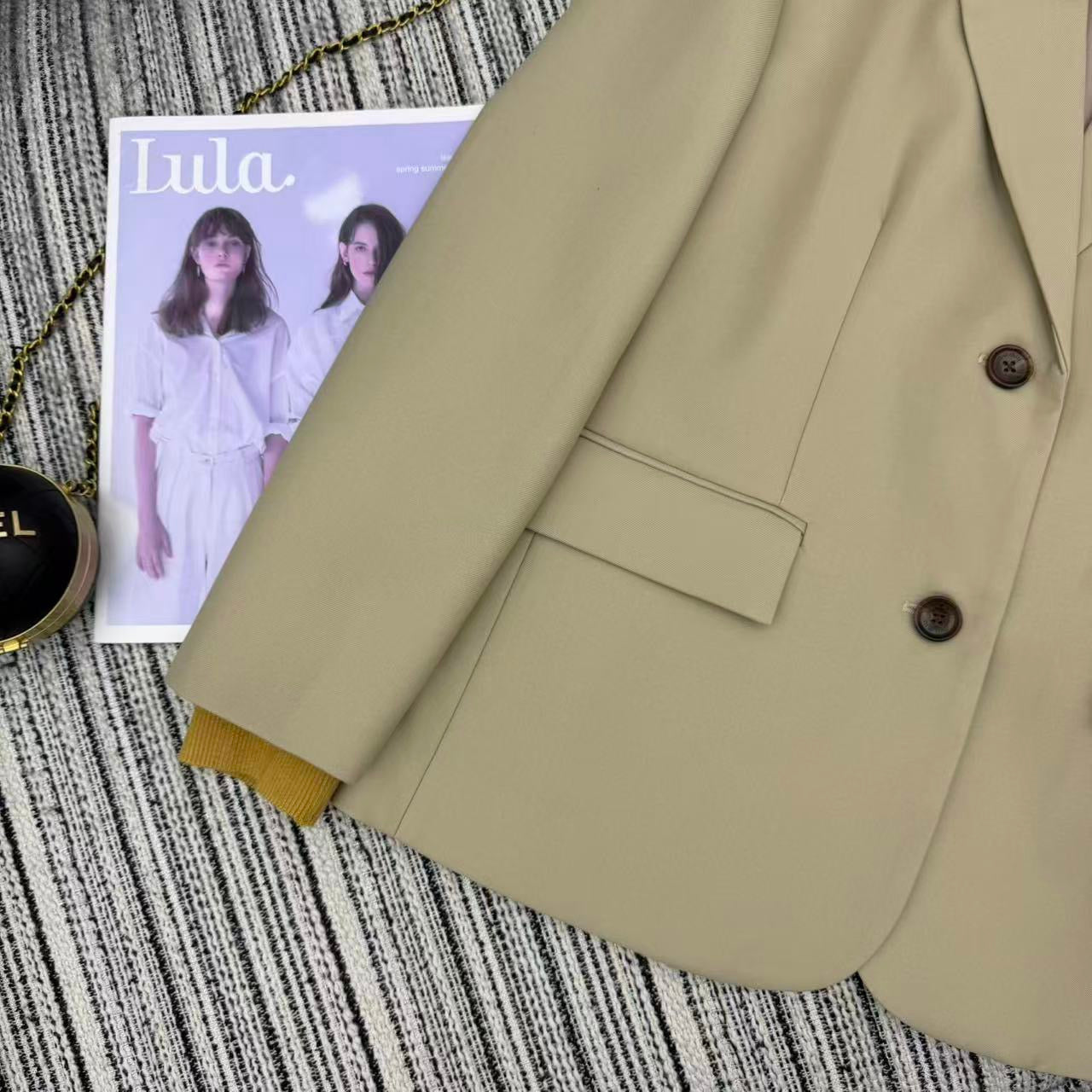 25FW new contrasting color threaded lapel suit coat