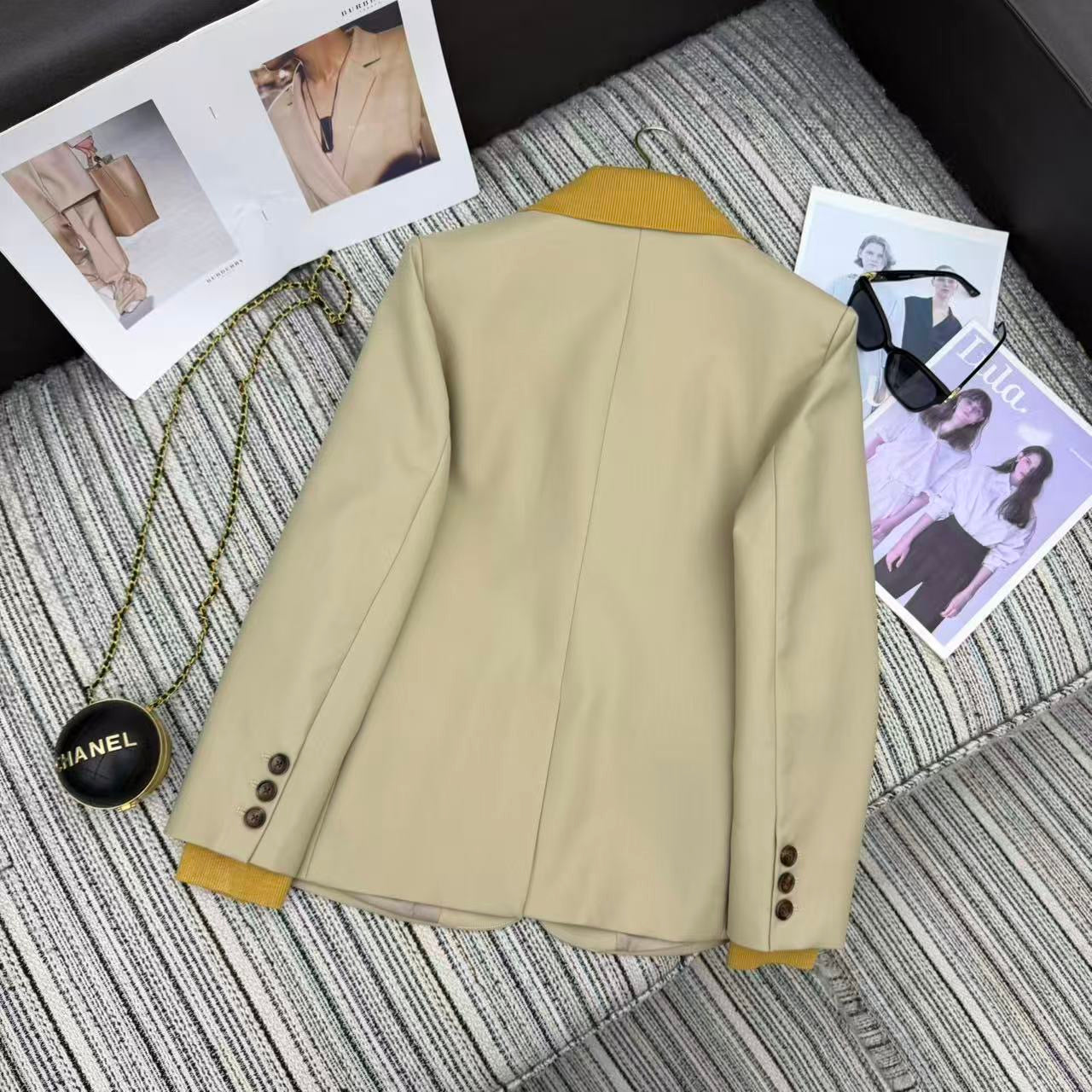 25FW new contrasting color threaded lapel suit coat