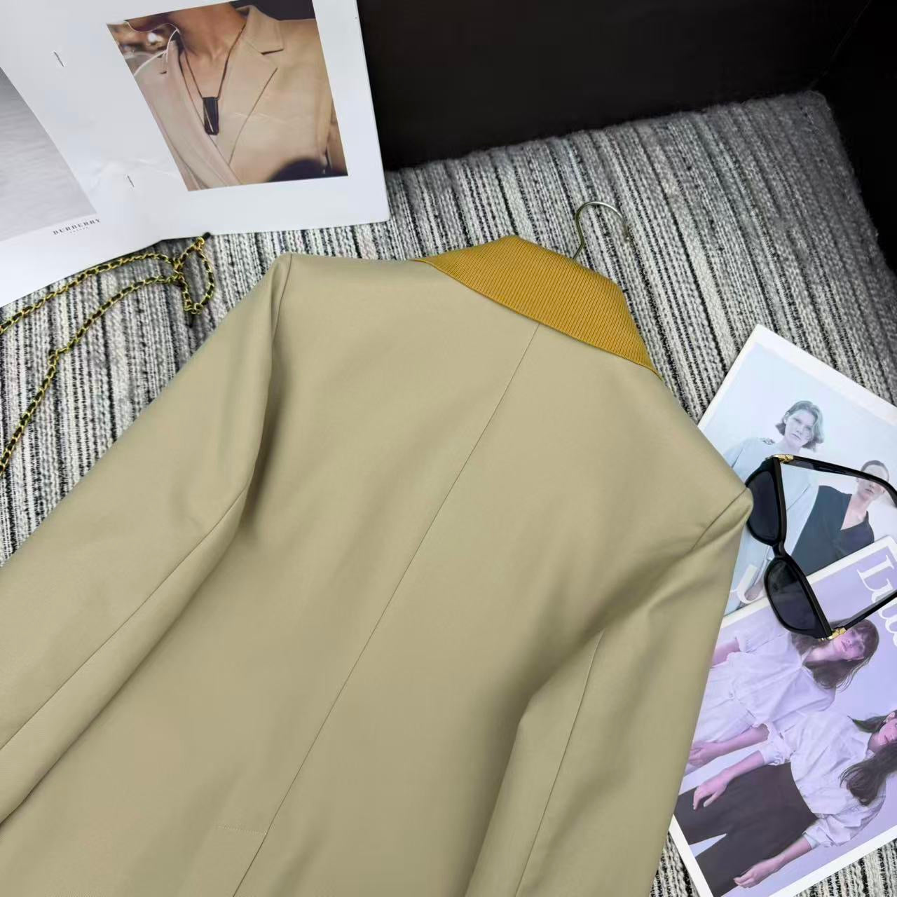 25FW new contrasting color threaded lapel suit coat