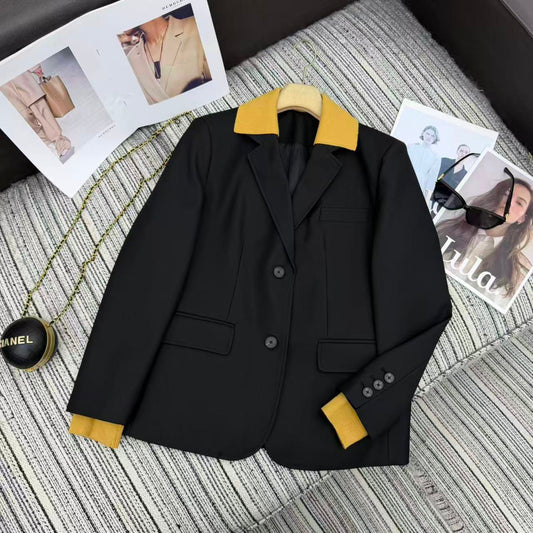 25FW new contrasting color threaded lapel suit coat
