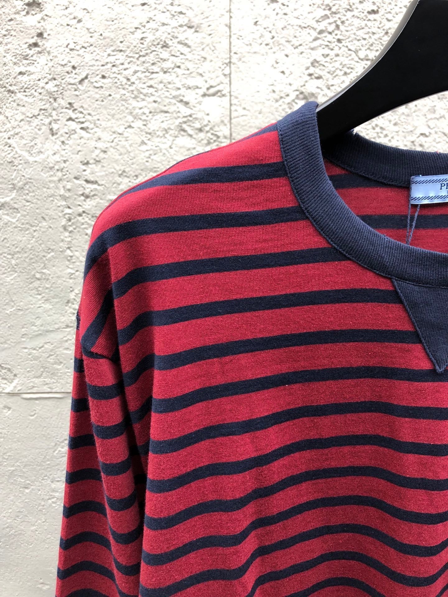 26SS latest logo red and blue striped long-sleeved shirt