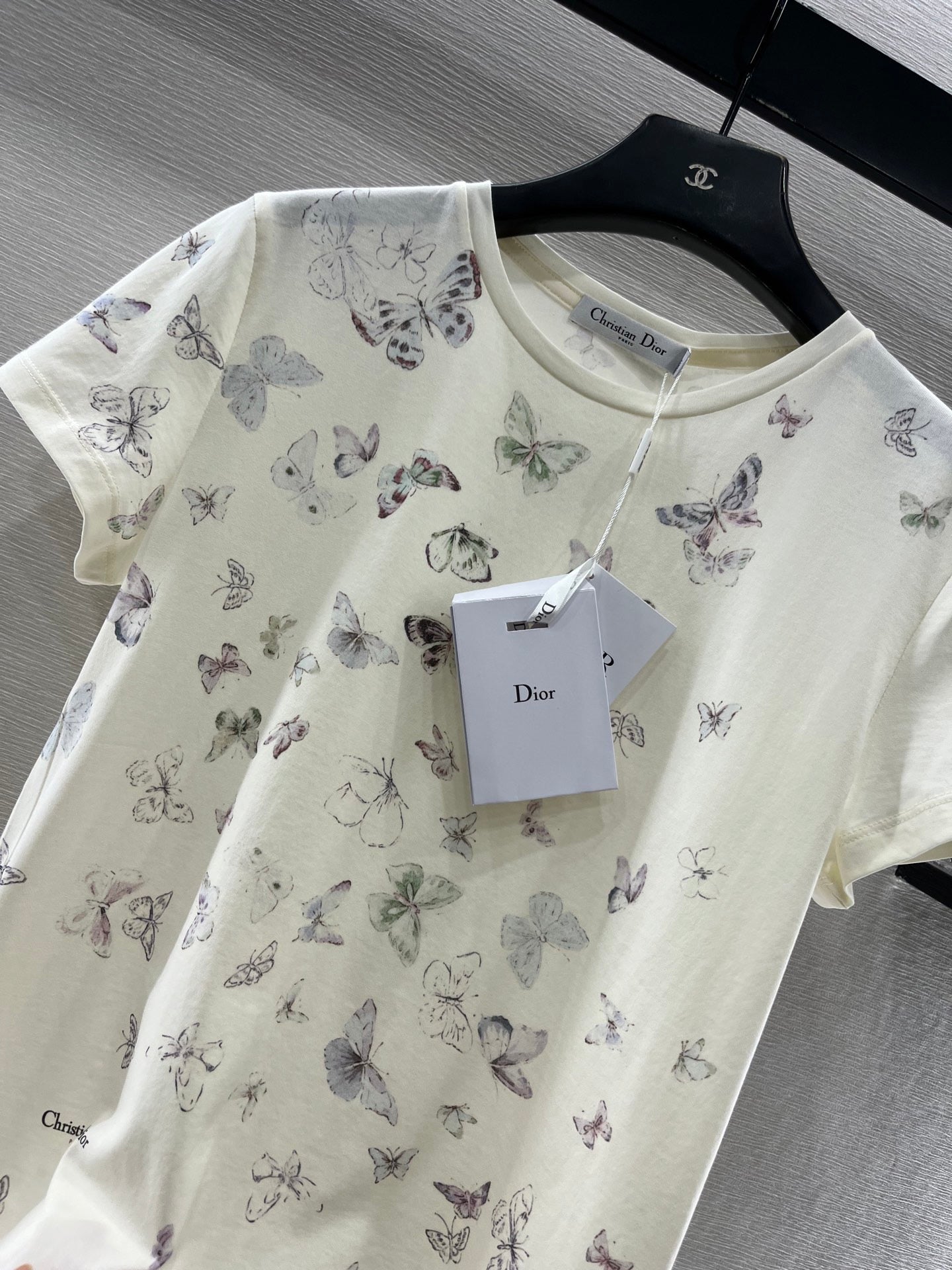 25FW new round neck butterfly print T-shirt
