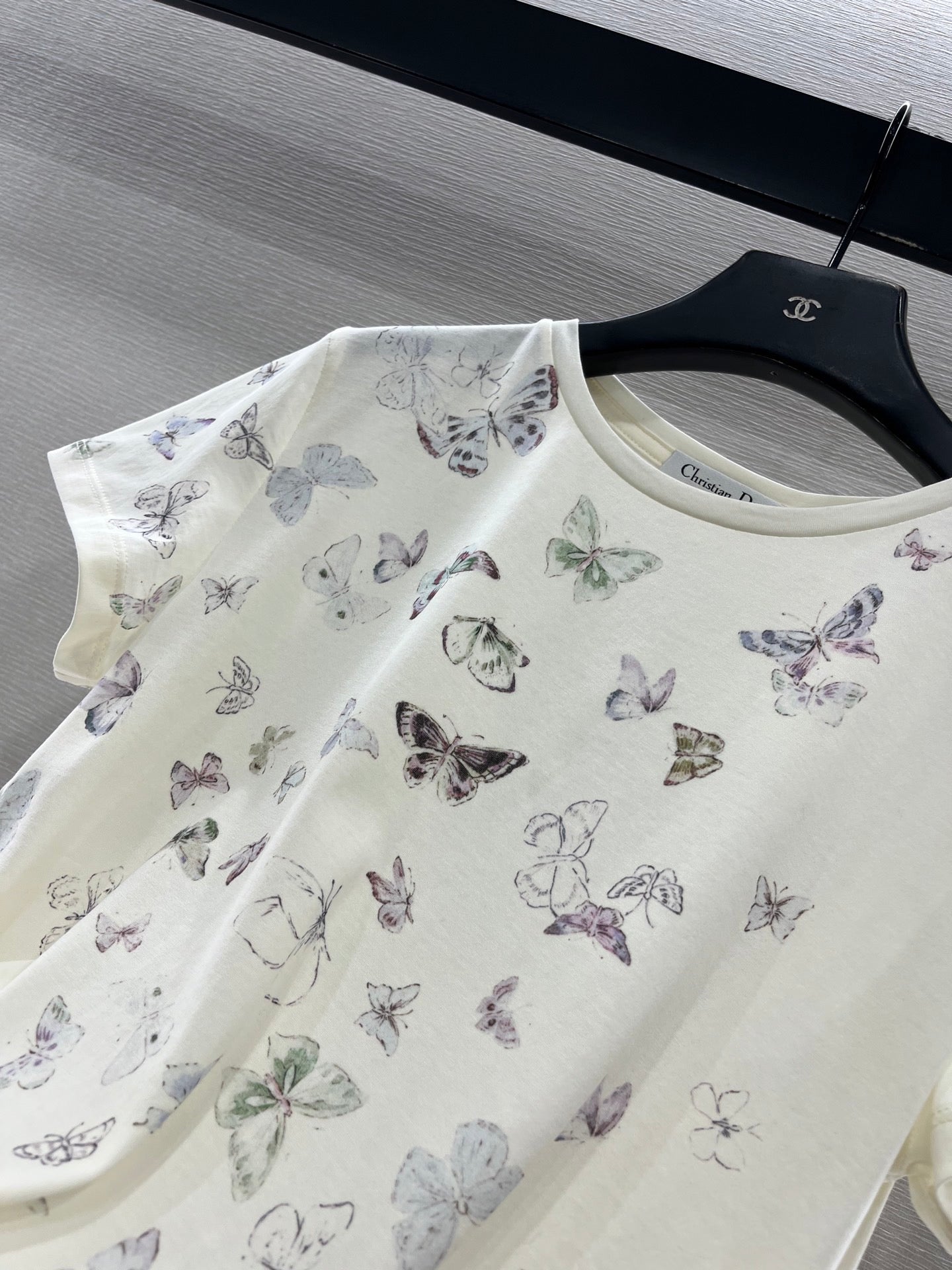 25FW new round neck butterfly print T-shirt