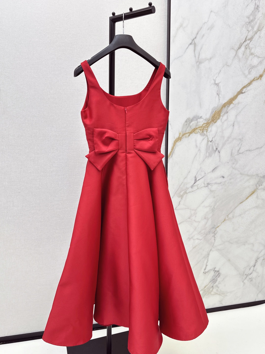 26SS New Hepburn Style Back Bow Sleeveless Dress