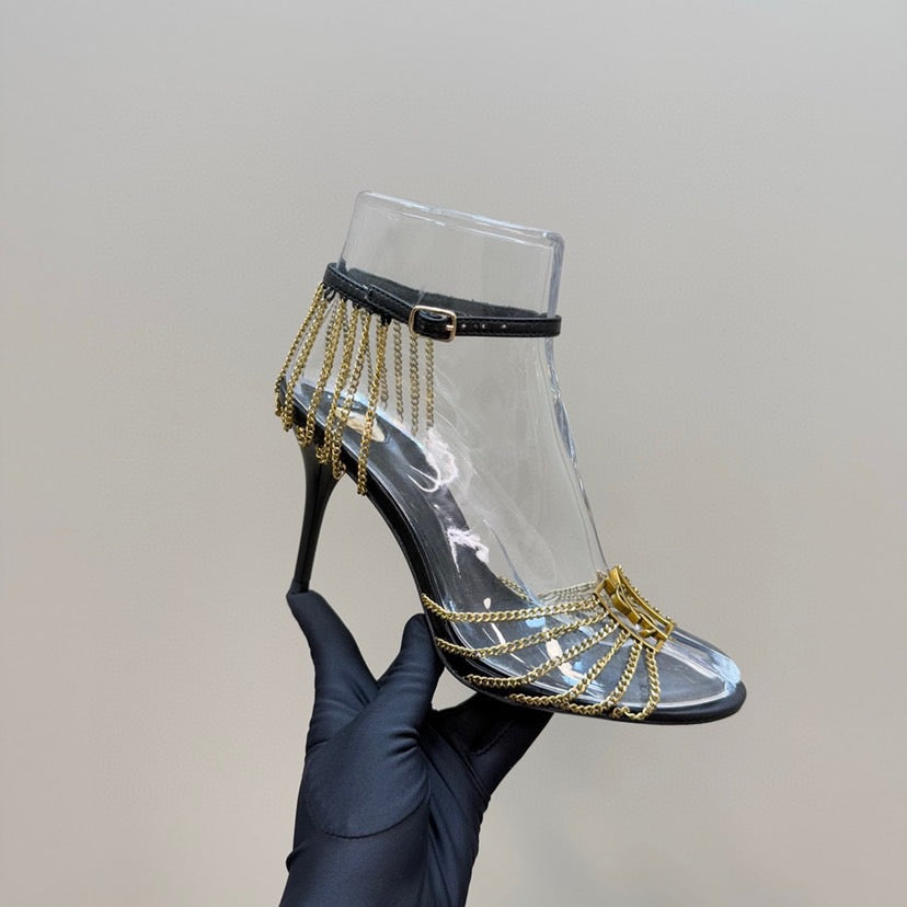 25FW new metal chain high heels (height: 9cm)