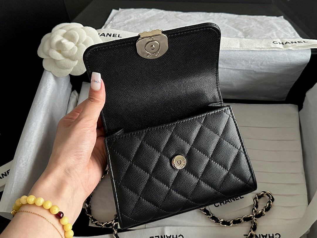 26SS NEW handle Kelly black gold leather vertical handbag