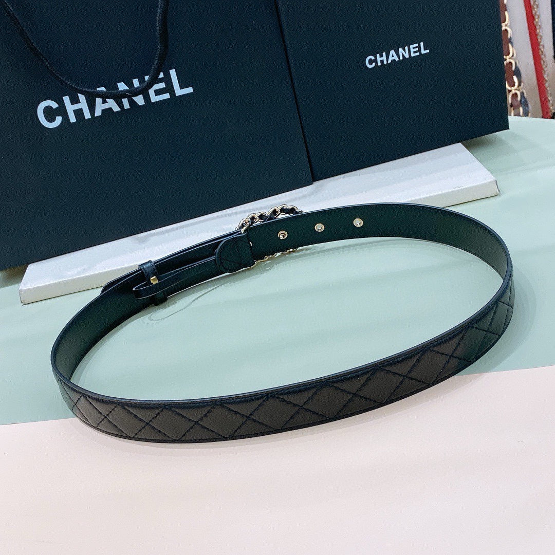26SS NUEVO cinturón de piel de oveja con hebilla metálica 30mm
