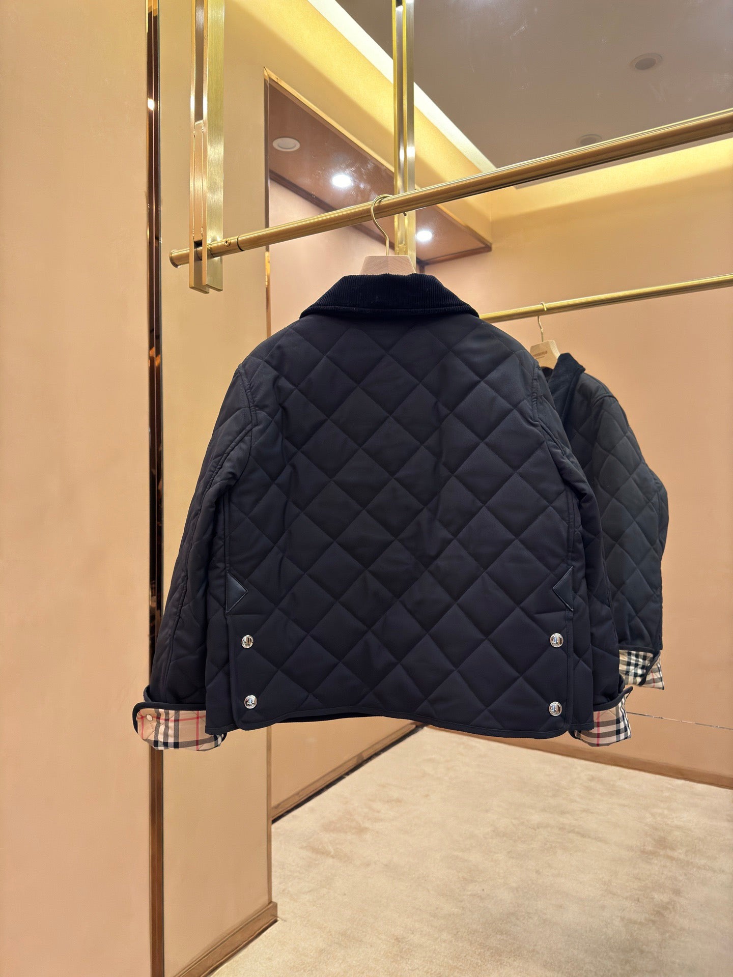 26SS NEU Kordkragen Diamant-Steppjacke kurze Baumwoll-Jacke