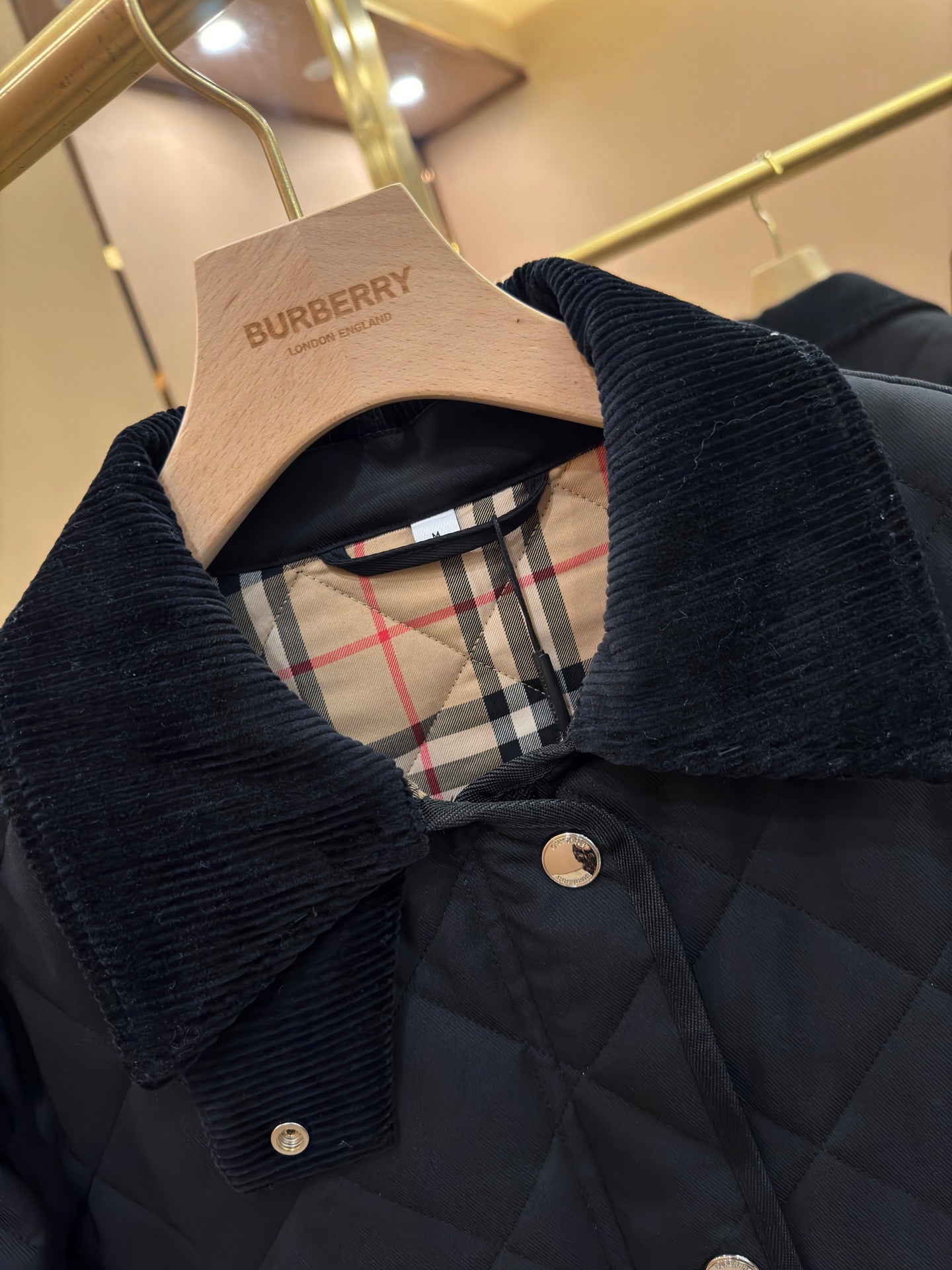 26SS NEU Kordkragen Diamant-Steppjacke kurze Baumwoll-Jacke