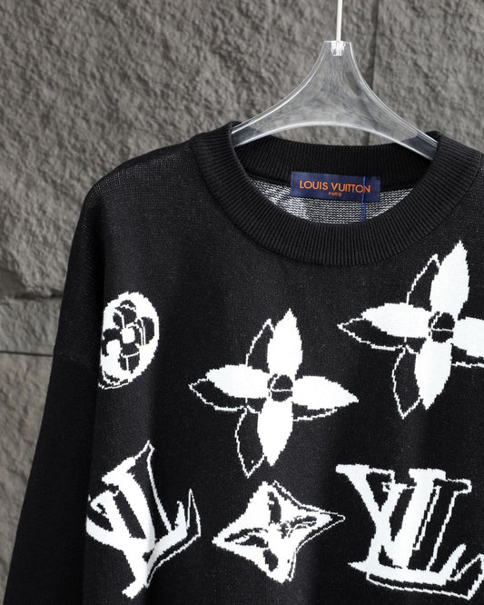 Suéter informal de cuello redondo con diseño jacquard integral.