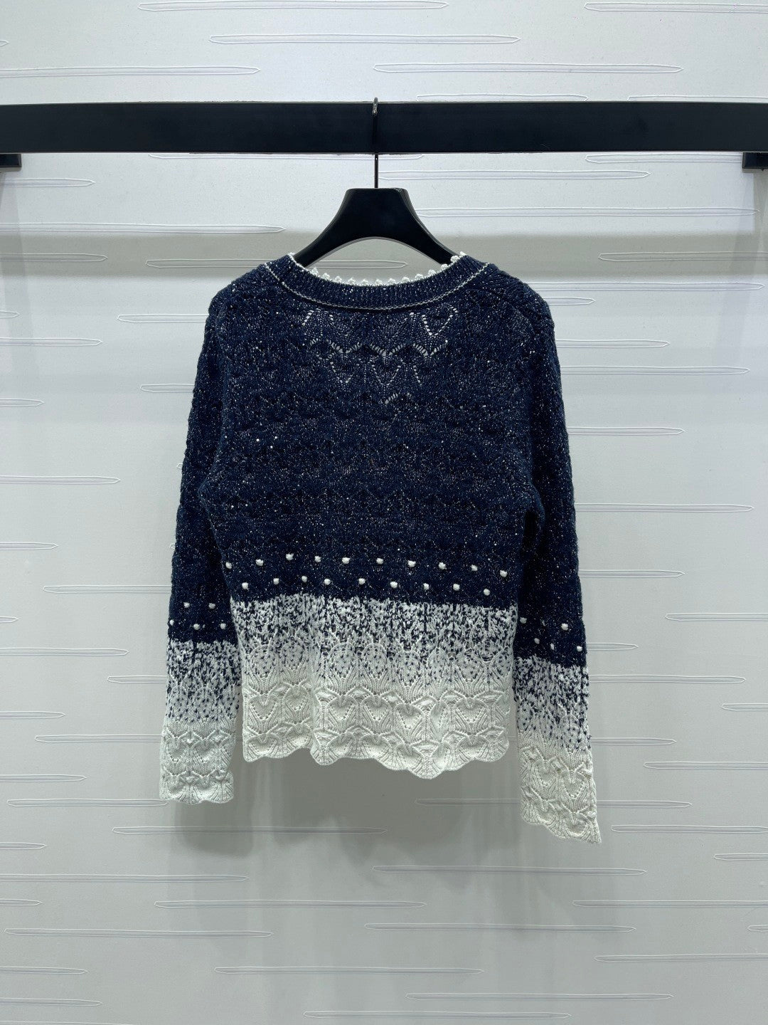 25FW New black and white gradient knitted cardigan