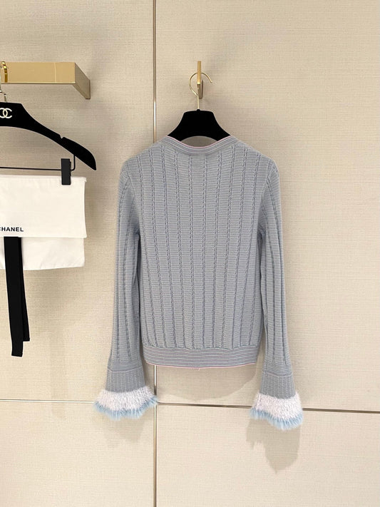 25FW New Blue tassel customization knitted cardigan