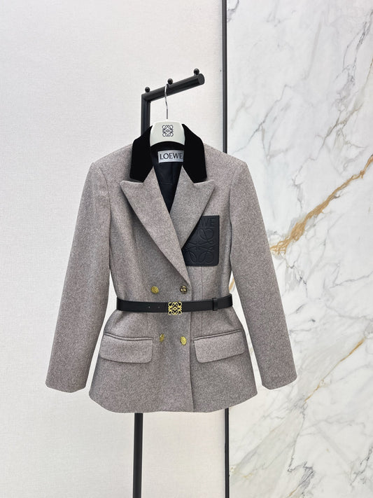 25FW autumn and winter latest style logo leather pocket decorated suit jacket