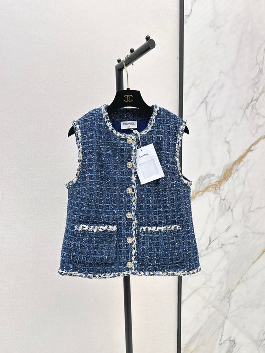 26SS new tweed sleeveless vest jacket