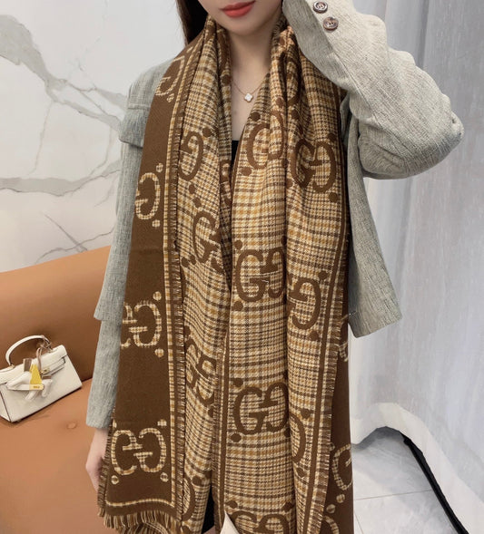 25FW NEW classic double G printed cashmere scarf