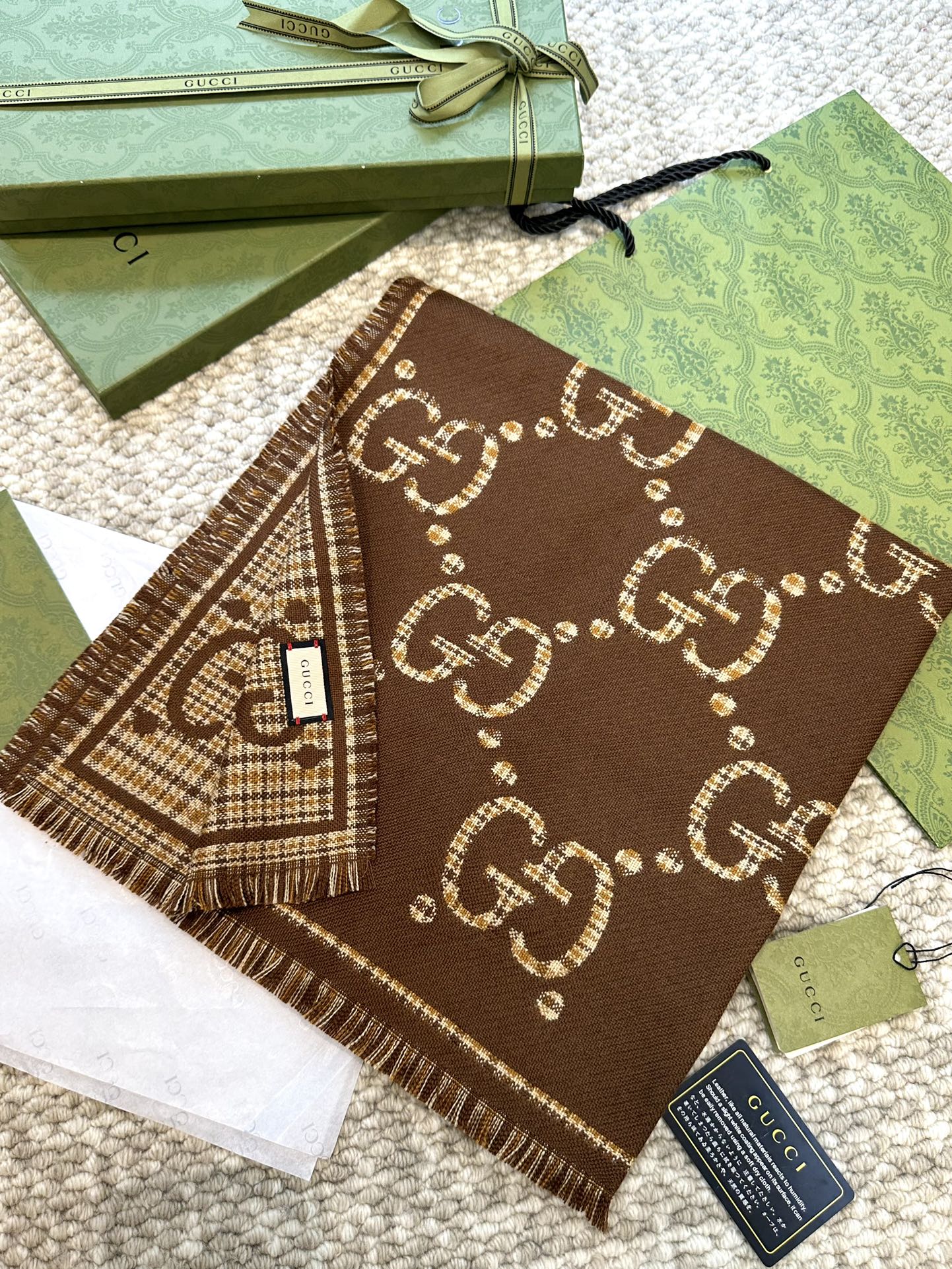 25FW NEW classic double G printed cashmere scarf