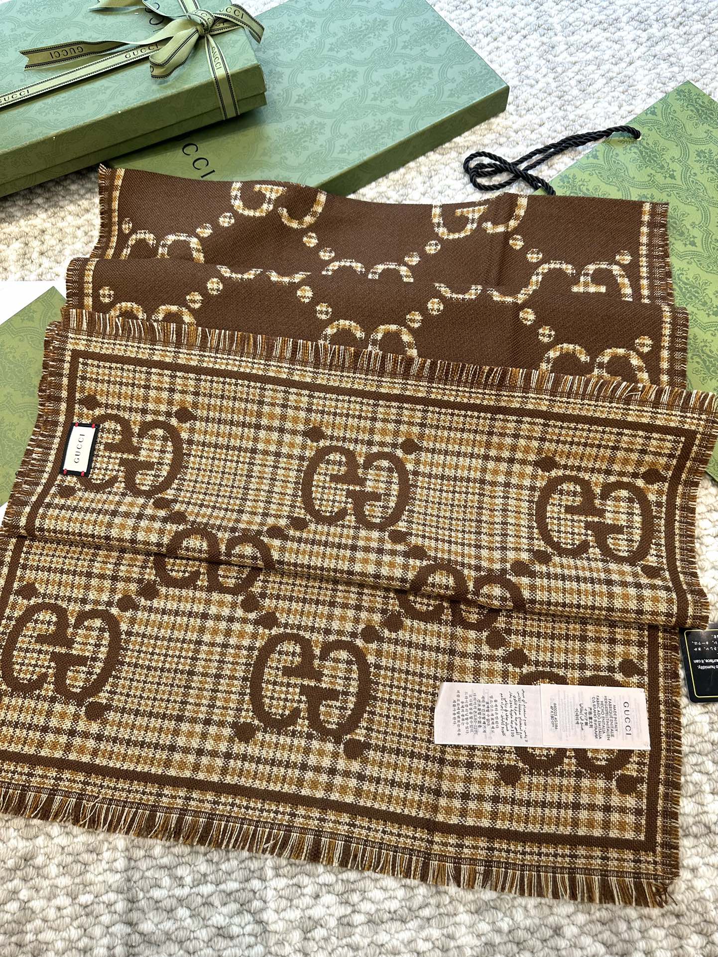 25FW NEW classic double G printed cashmere scarf