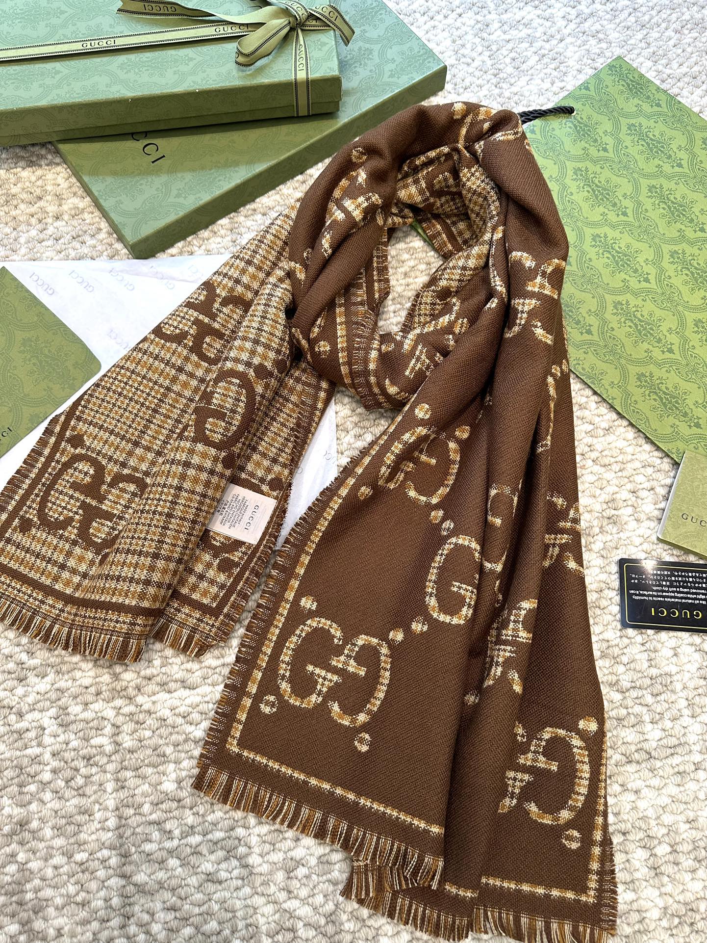 25FW NEW classic double G printed cashmere scarf