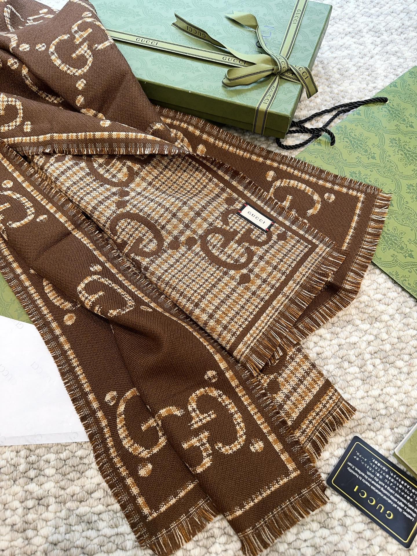 25FW NEW classic double G printed cashmere scarf