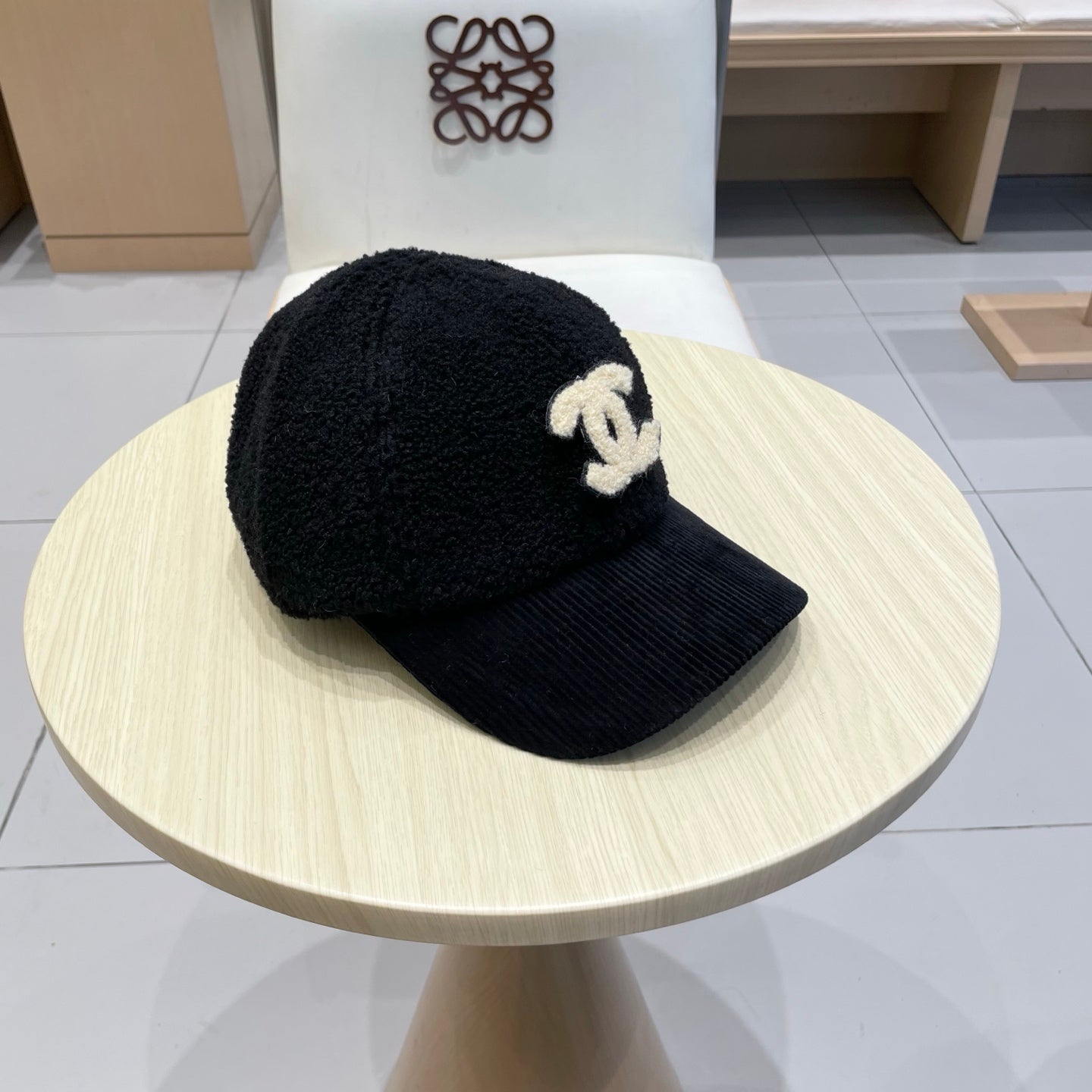 25FW NEW Lamb wool and corduroy brim baseball cap