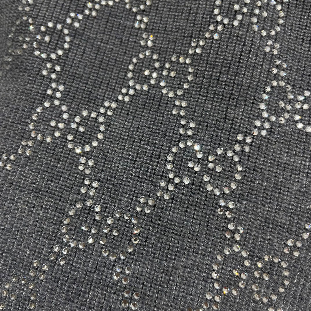 🔥HOT🔥25FW NEW Double G hot-fix rhinestone embellished knit cardigan