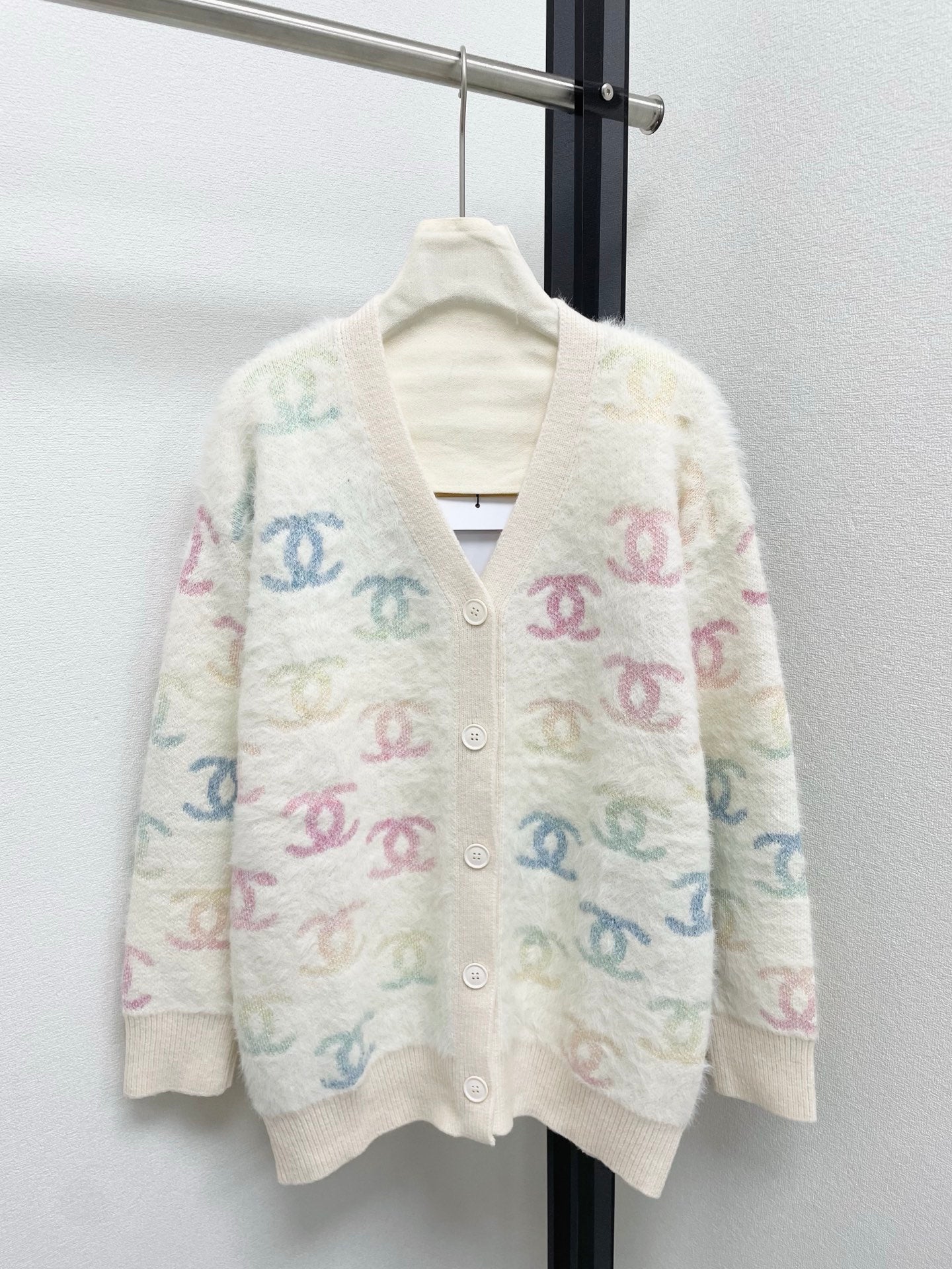 🔥HOT🔥25FW new autumn and winter dopamine classic logo all-over printed knitted cardigan
