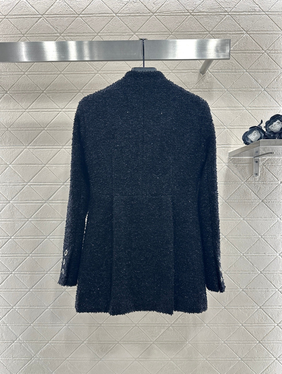 25FW new stand collar woven mid-length jacket