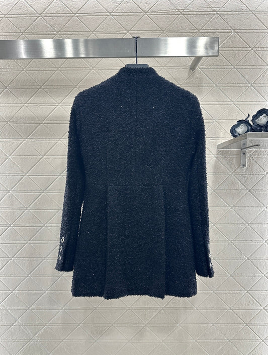 25FW new stand collar woven mid-length jacket