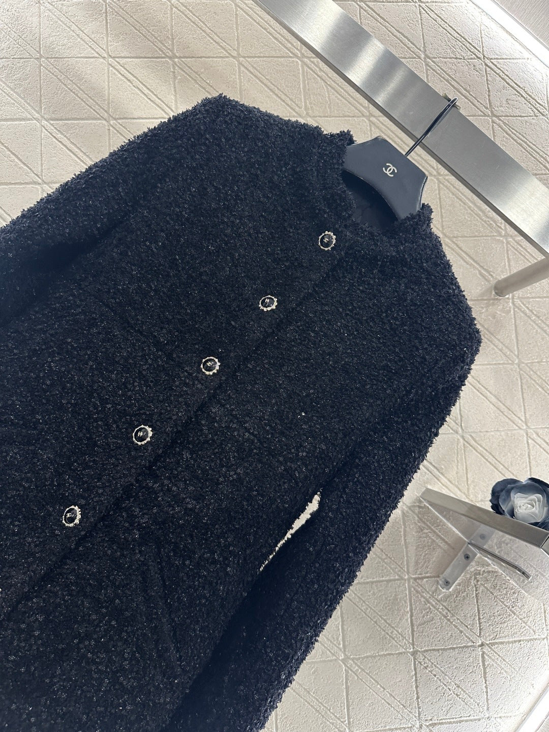 25FW new stand collar woven mid-length jacket