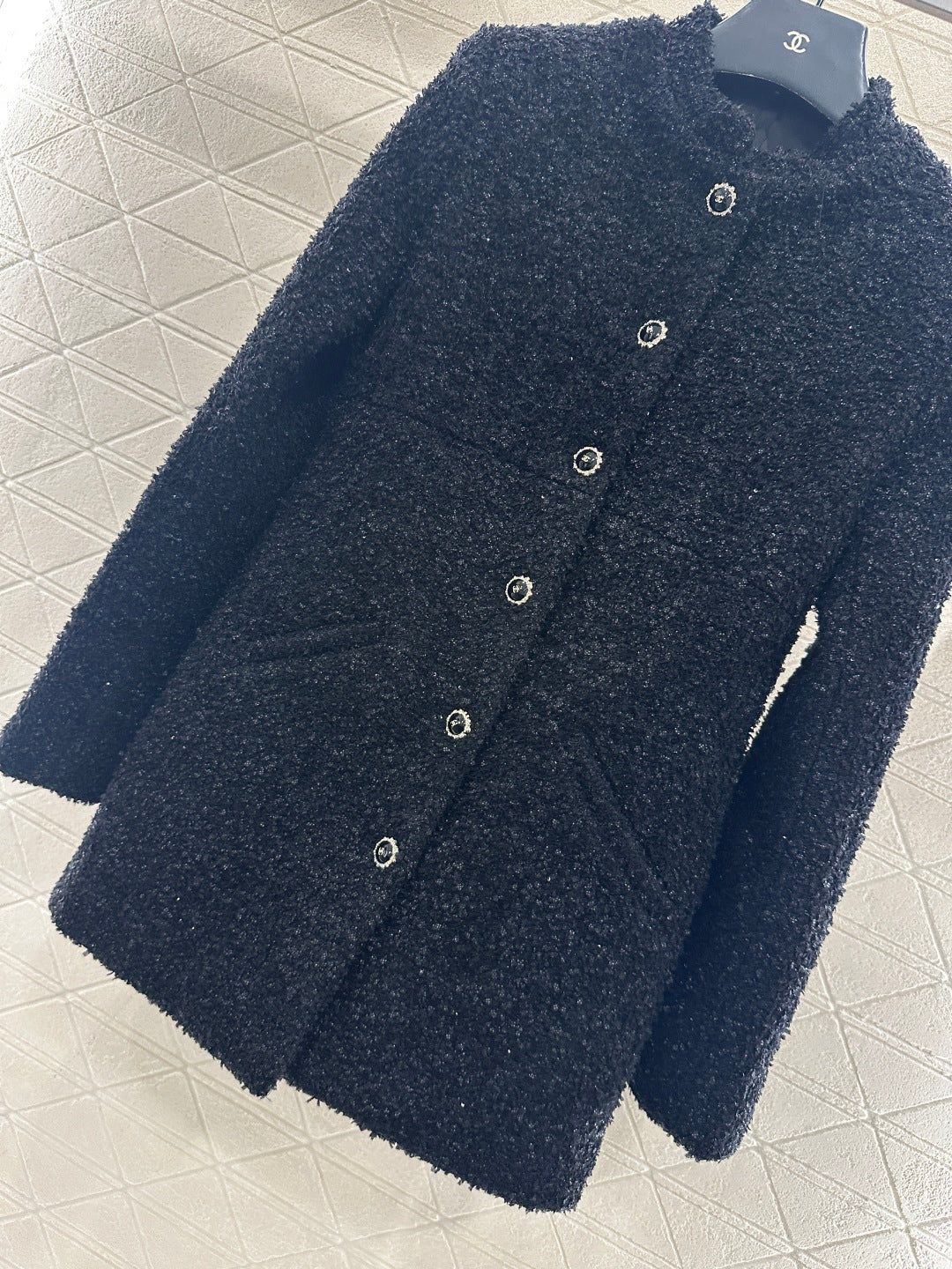 25FW new stand collar woven mid-length jacket