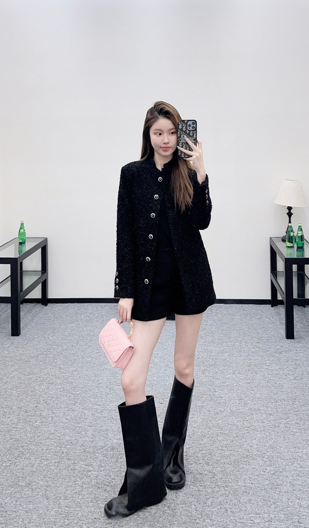 25FW new stand collar woven mid-length jacket