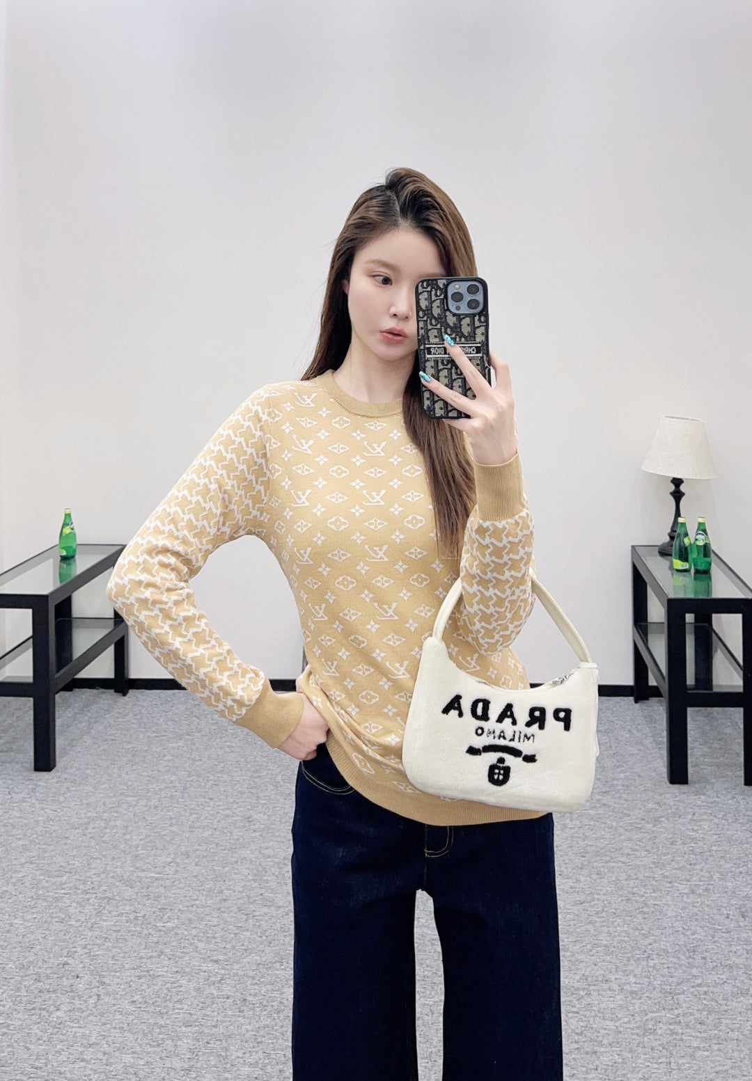 2025FW new jacquard round neck long-sleeved sweater