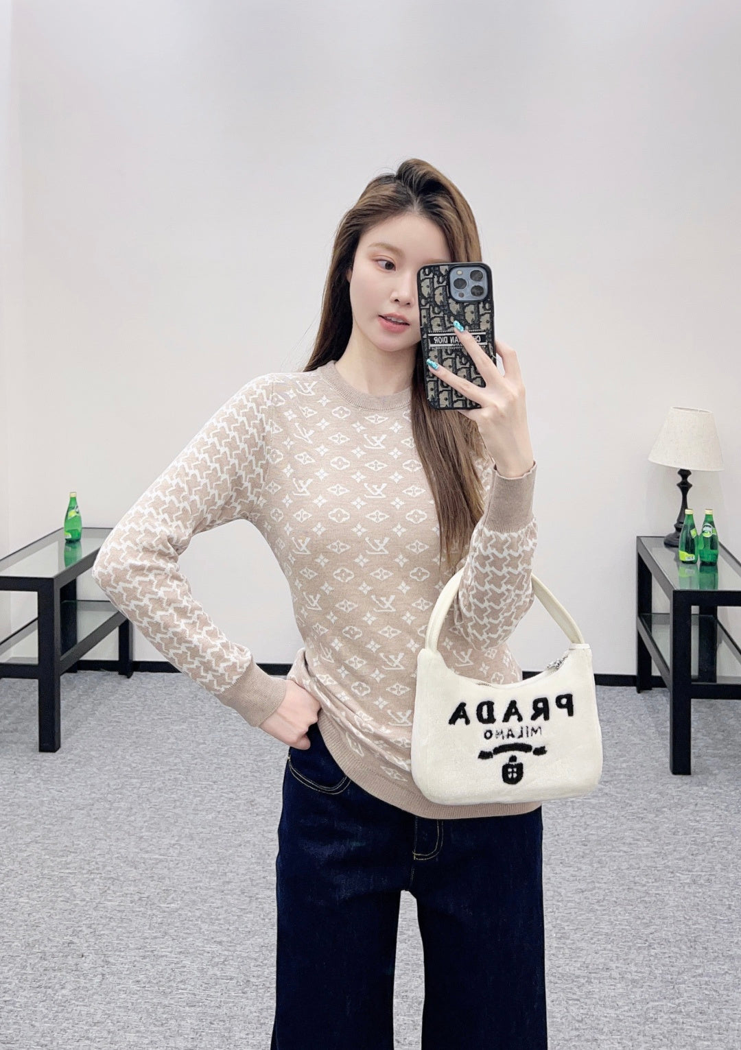 2025FW new jacquard round neck long-sleeved sweater