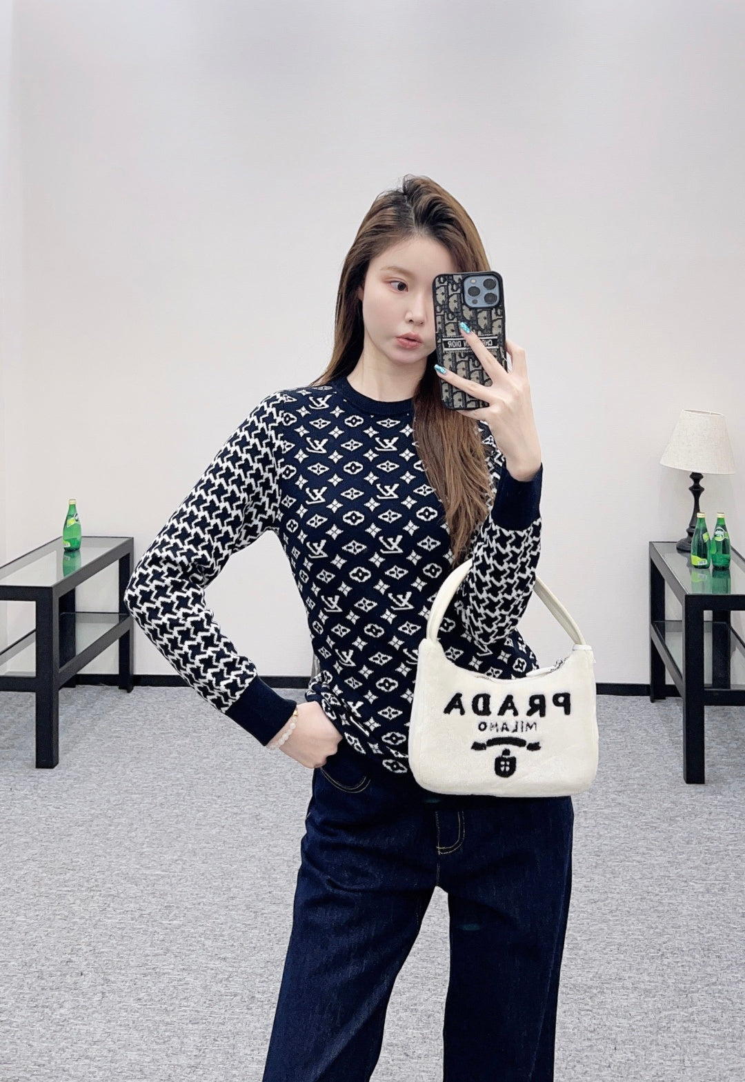 2025FW new jacquard round neck long-sleeved sweater