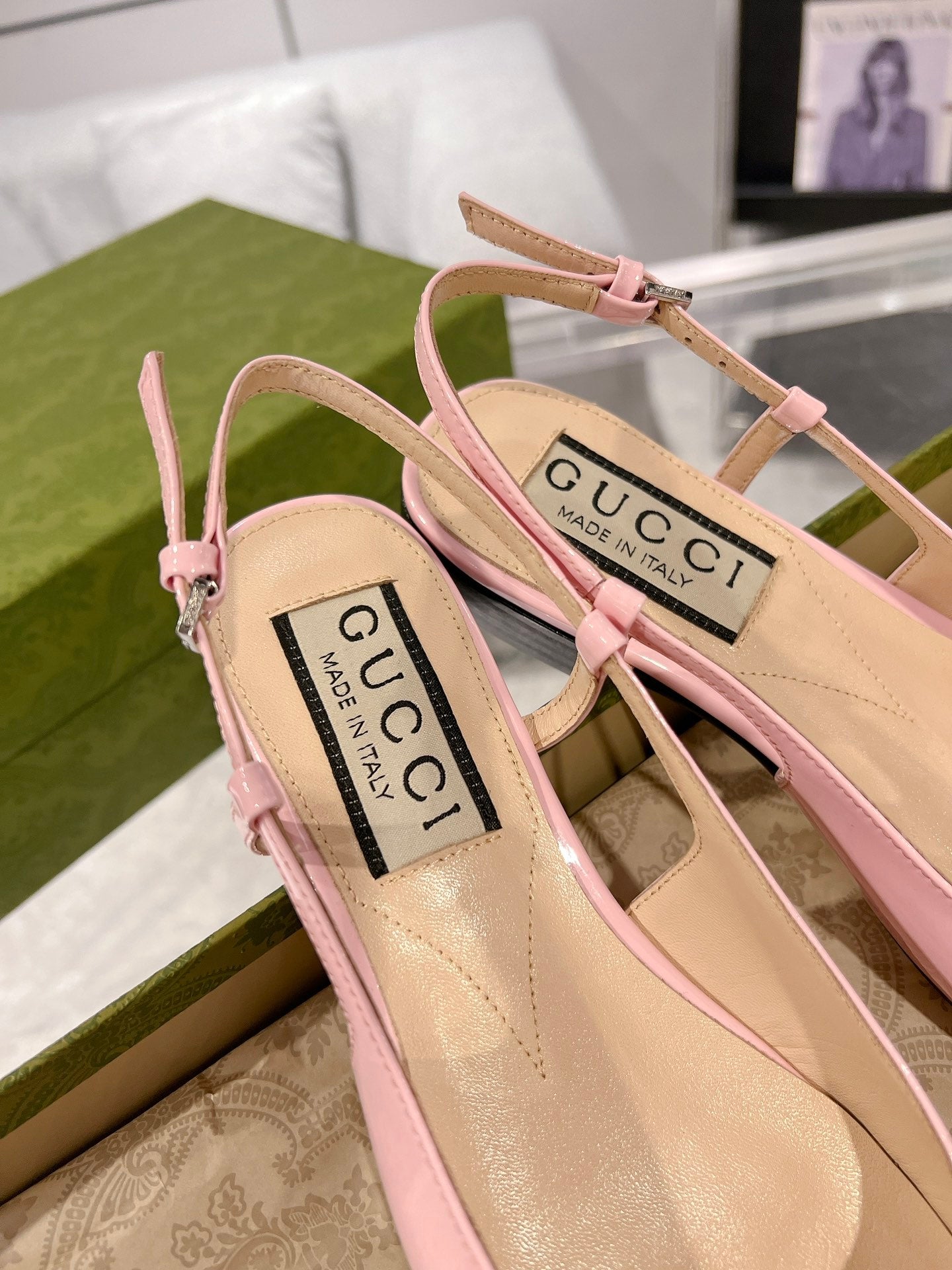 25FW slingback flats with crystal diamond blingbling