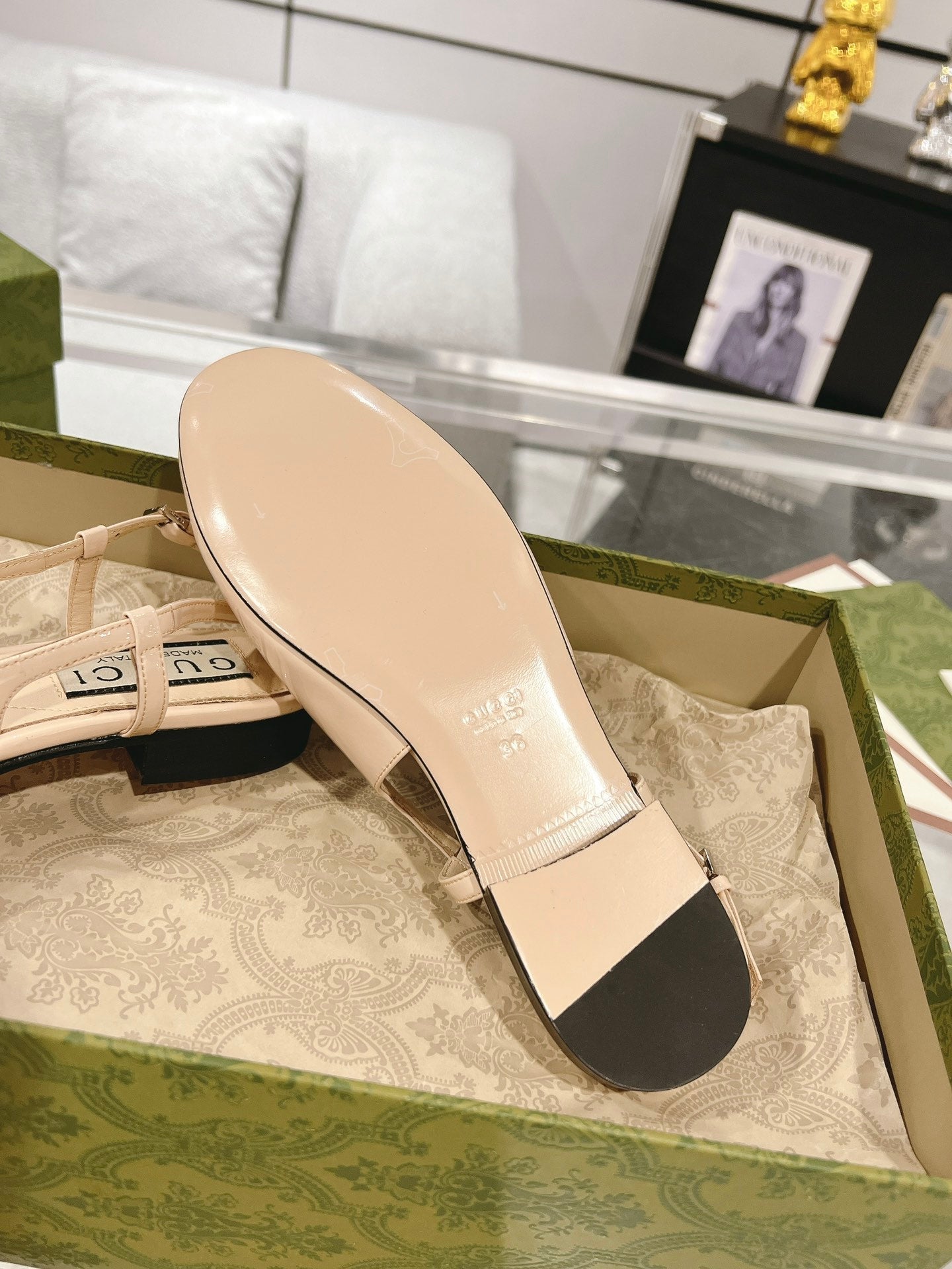 25FW slingback flats with crystal diamond blingbling