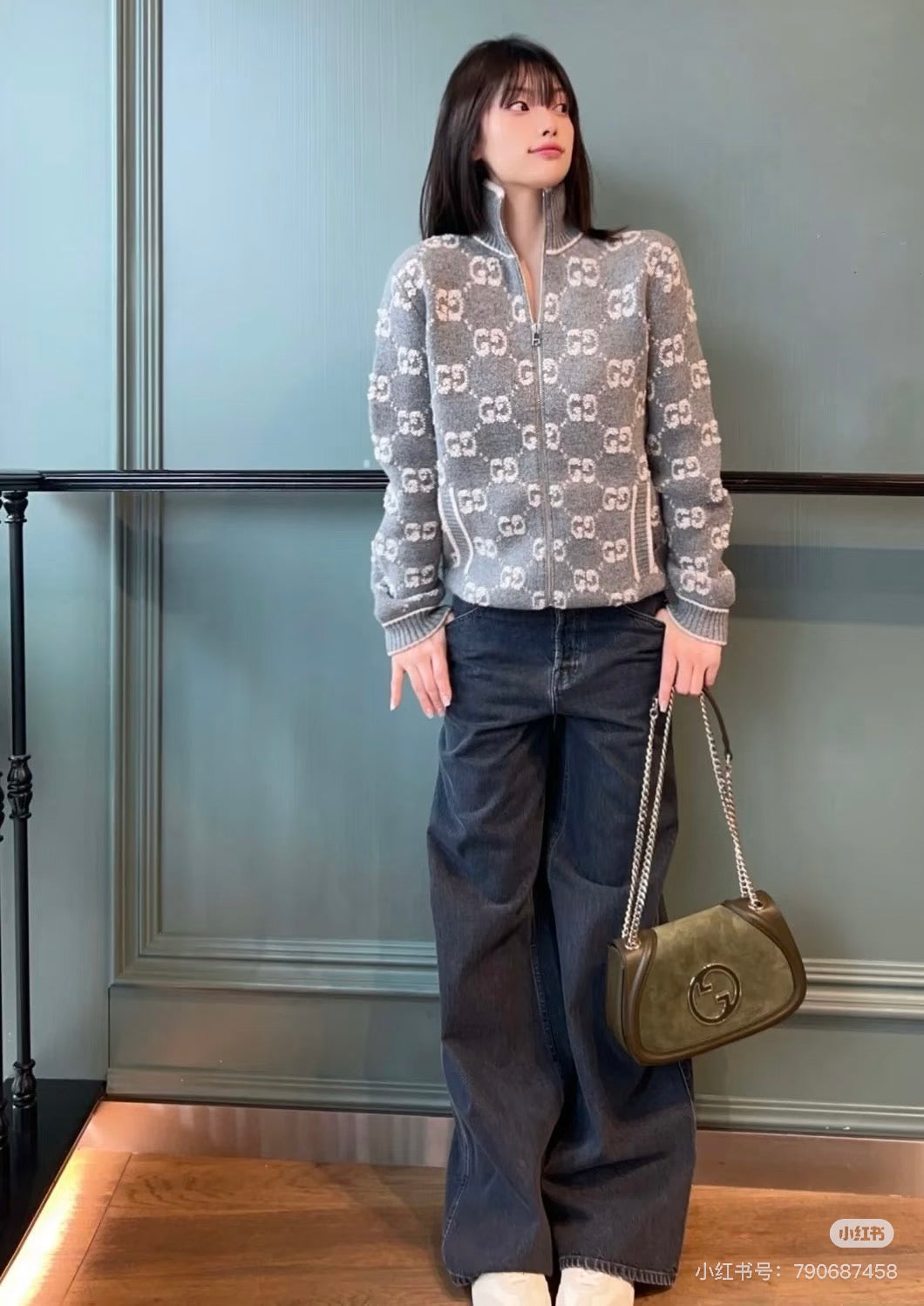 🔥HOT🔥25FW autumn and winter new model stand collar all-print zipper cardigan