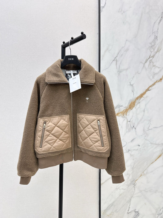 25FW autumn and winter latest style spliced pocket woolen jacket