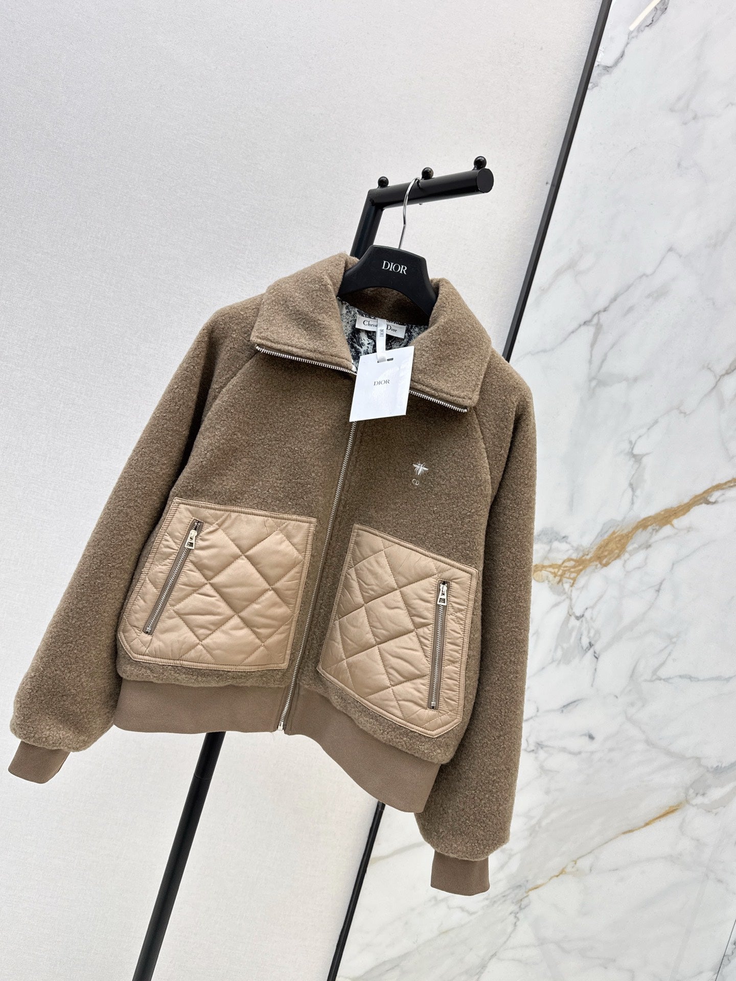 25FW autumn and winter latest style spliced pocket woolen jacket