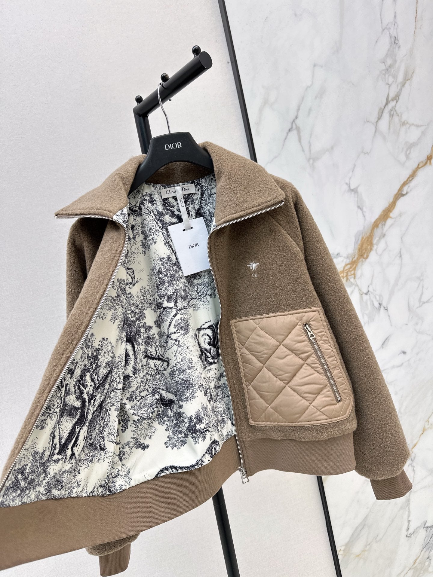 25FW autumn and winter latest style spliced pocket woolen jacket