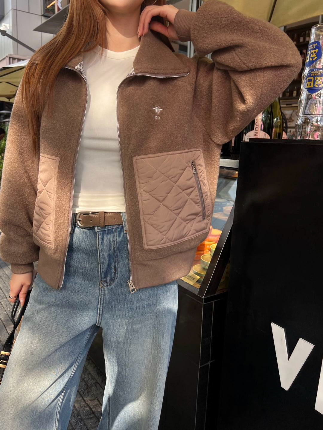 25FW autumn and winter latest style spliced pocket woolen jacket